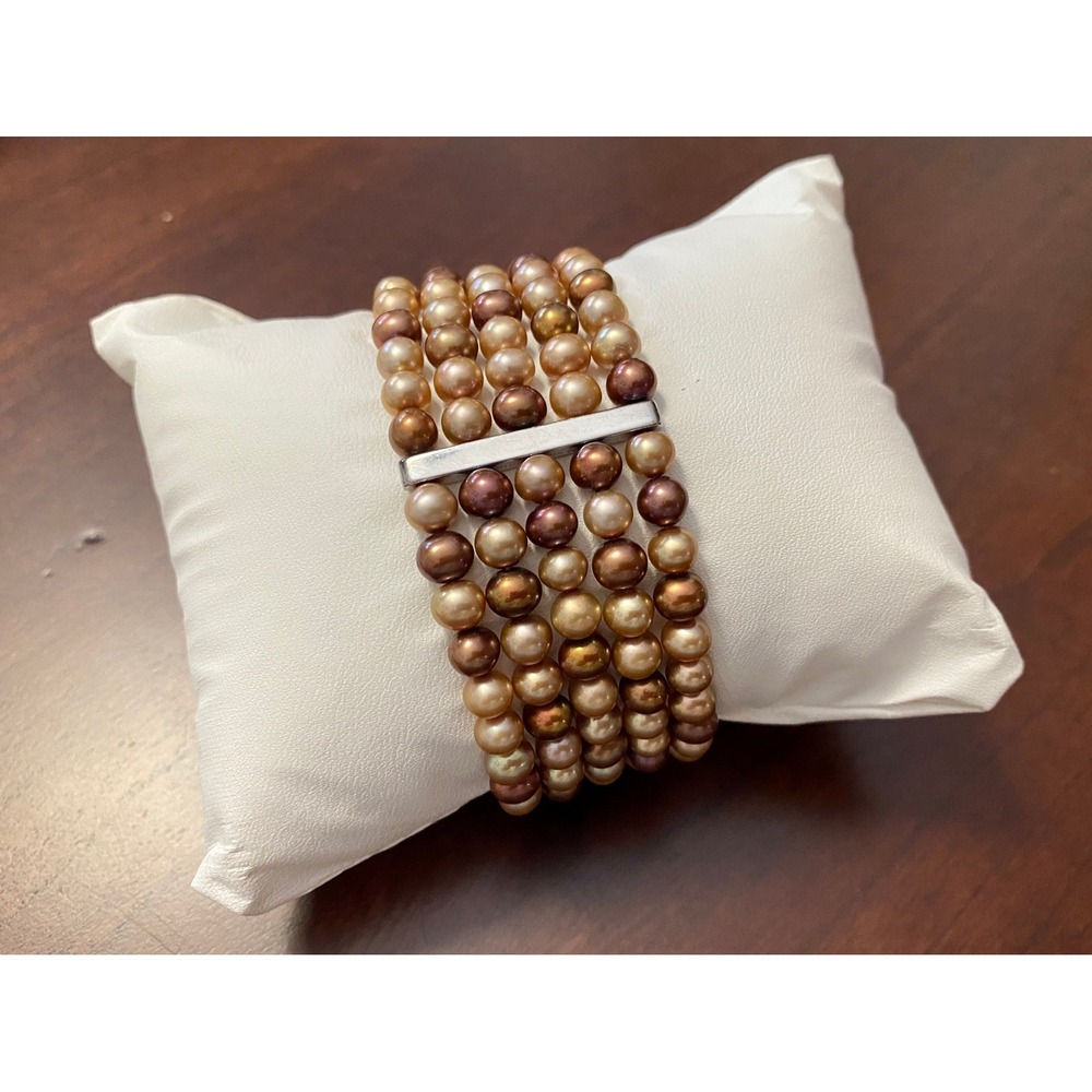 Genuine Freshwater Pearl Stretch Cuff Bracelet‎ Pearlcore Coquette Elegant Chic